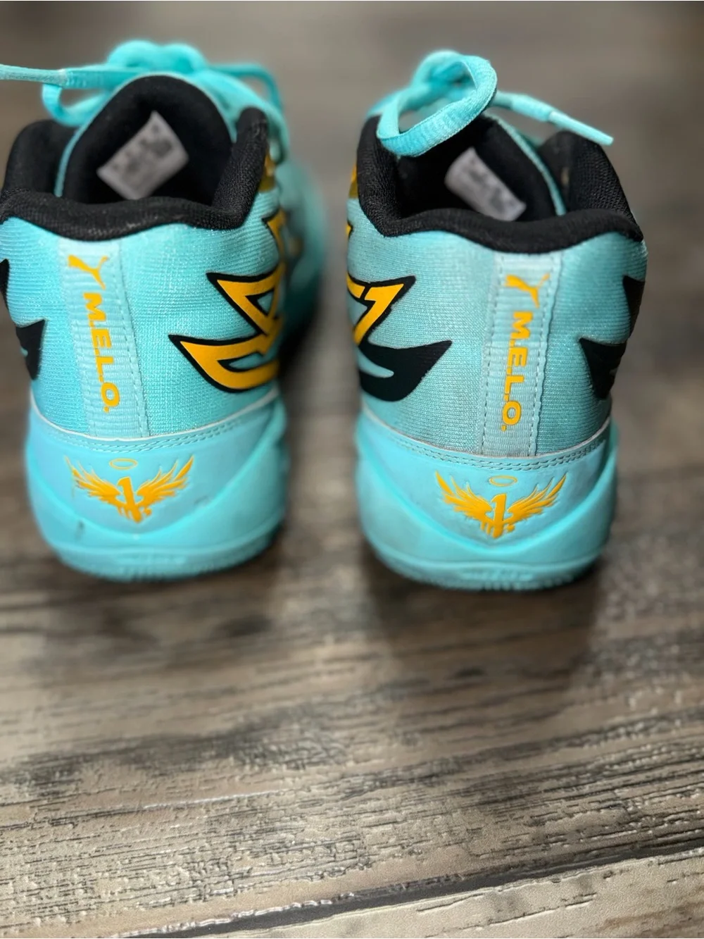 Melo Kids Sneakers in Aqua Turquoise with Yellow Accents